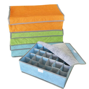 Colorful covered bamboo charcoal underwear socks storage box