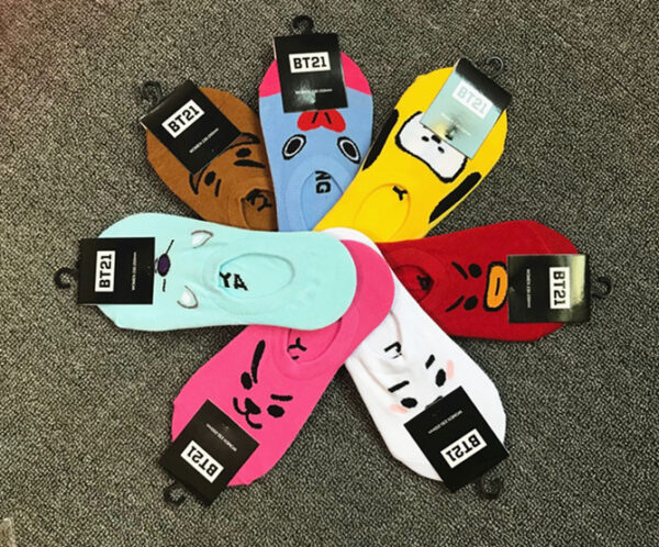 Bulletproof Youth League Cartoon Jacquard Boat Socks Men and Women Socks Shallow Socks - Image 5