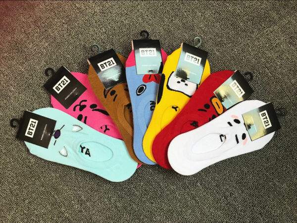 Bulletproof Youth League Cartoon Jacquard Boat Socks Men and Women Socks Shallow Socks