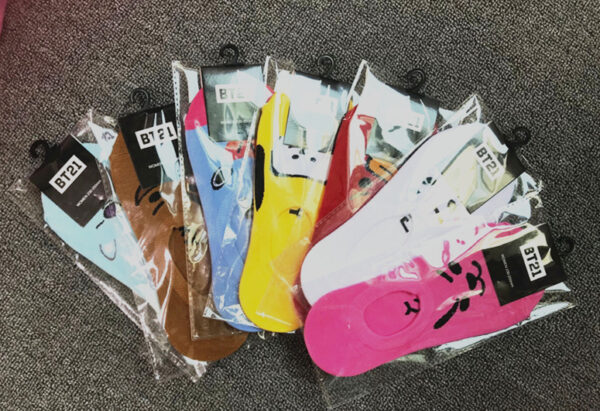 Bulletproof Youth League Cartoon Jacquard Boat Socks Men and Women Socks Shallow Socks - Image 3