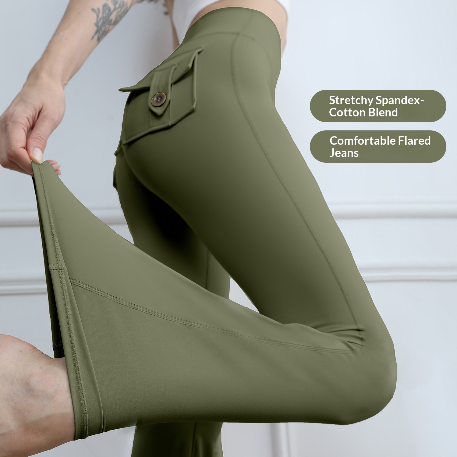 Women'S High-Waisted Cargo Pocket Peach Butt Yoga Pants For